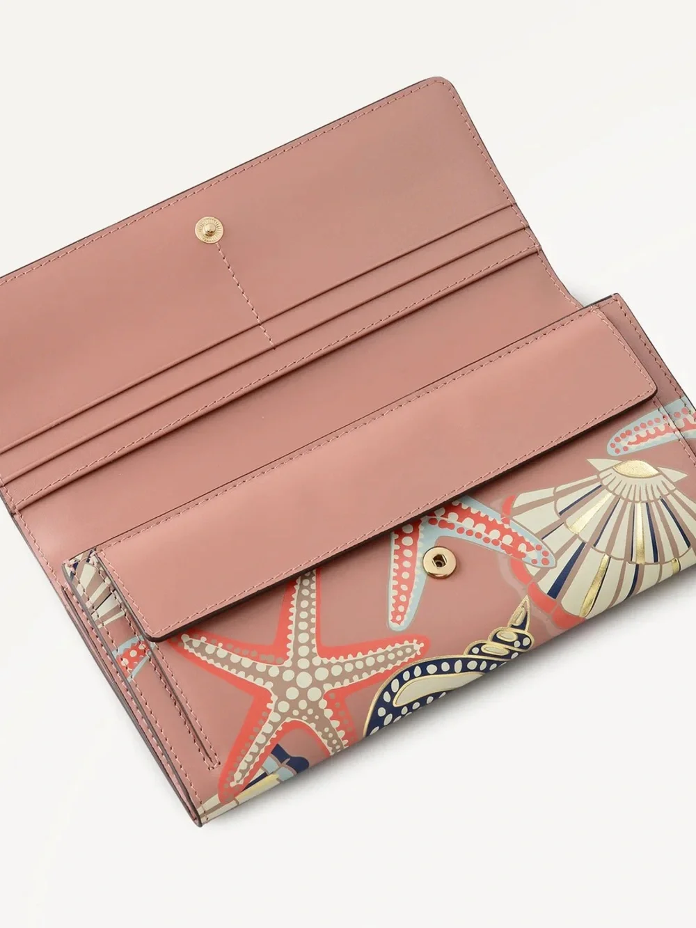 NWT-Radley London-Picton Place-Lg Flap Bifold Wallet-Carnation-Gold Accents-$148